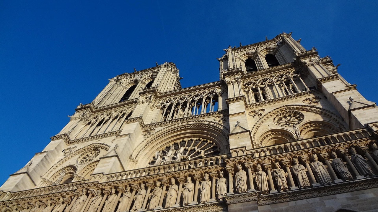 Front view of the Basilique Notre-Dame in Paris