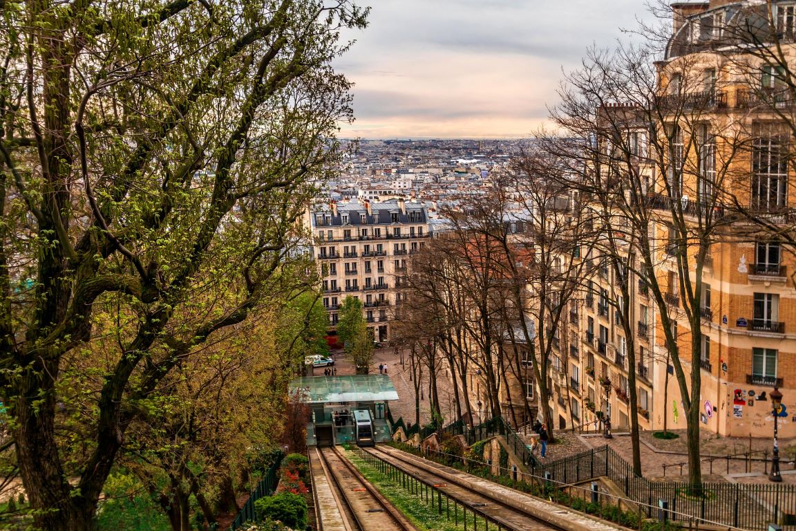 Funicular view of Montmartre in Paris