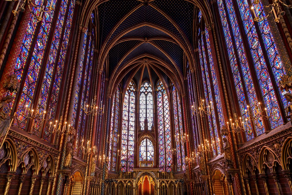 Inside of Sainte-Chapelle in Paris