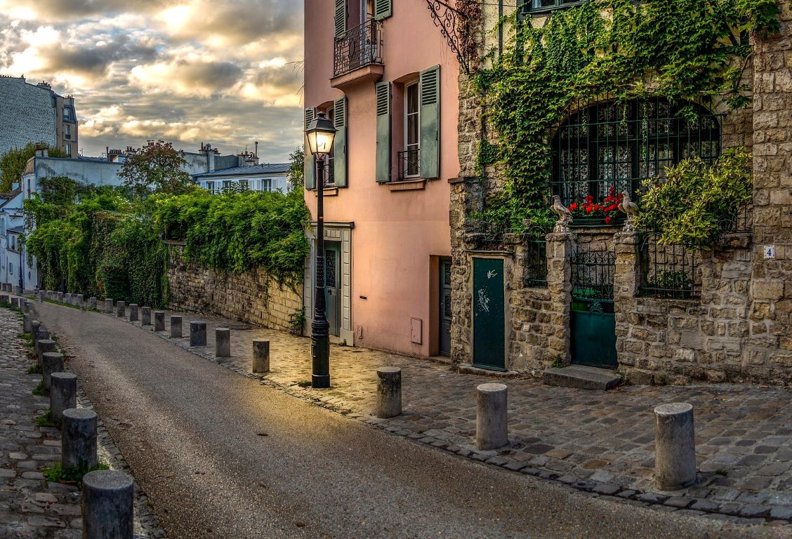 Street view of Montmartre in Paris