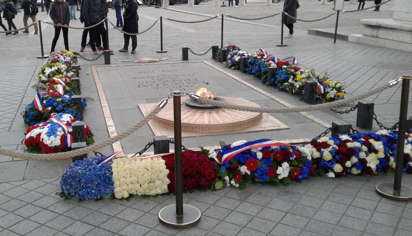 Unknown soldier grave at Arc de Triomphe in Paris