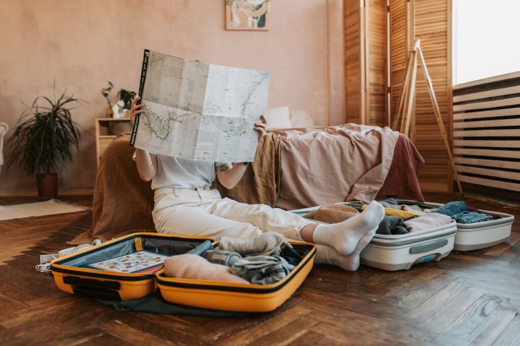 Girl preparing for solo journey